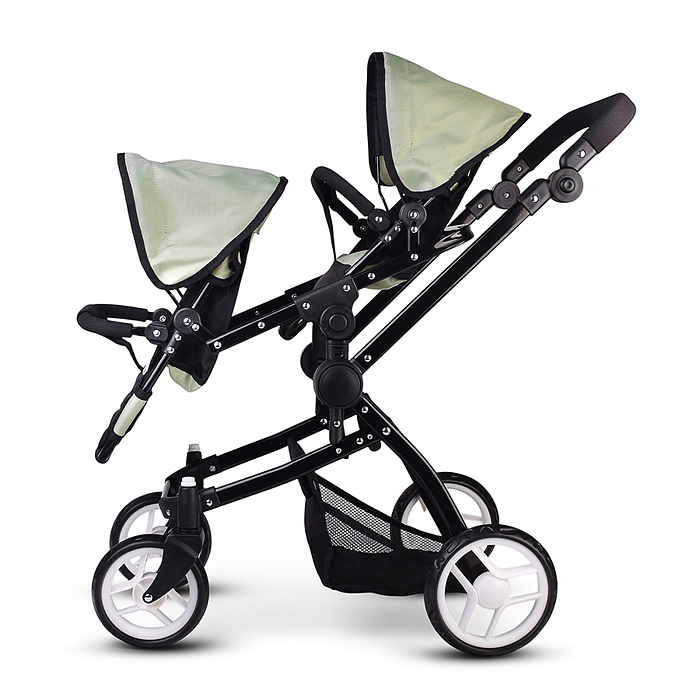 Коляская кукольная 9651H металлическая, для двойни, регулируемая посадка