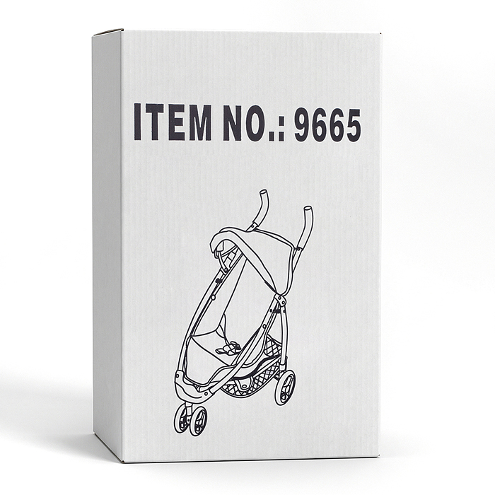 Коляская кукольная 9665 трость, металлическая, 3-х колесная, с корзиной и козырьком