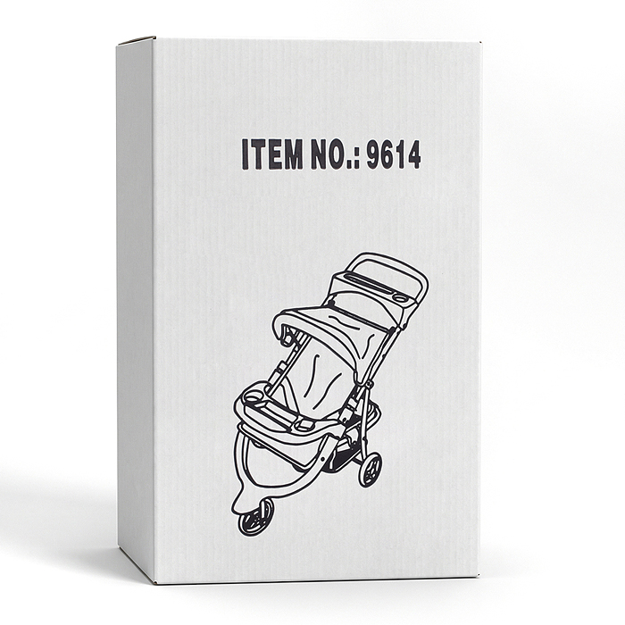 Коляская кукольная 9614 металлическая, 3-х колесная, с корзиной, козырьком и столиком