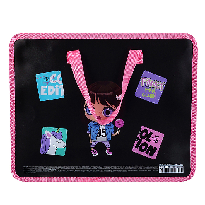 Папка для тетрадей, ИЗО и технологии "Fancy Girl" A4 (33,5x26x10 см) с текстильным расширен