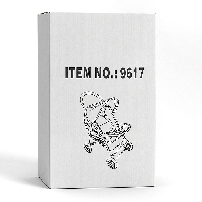 Коляская кукольная 9617 металлическая, с корзиной, столиком и козырьком