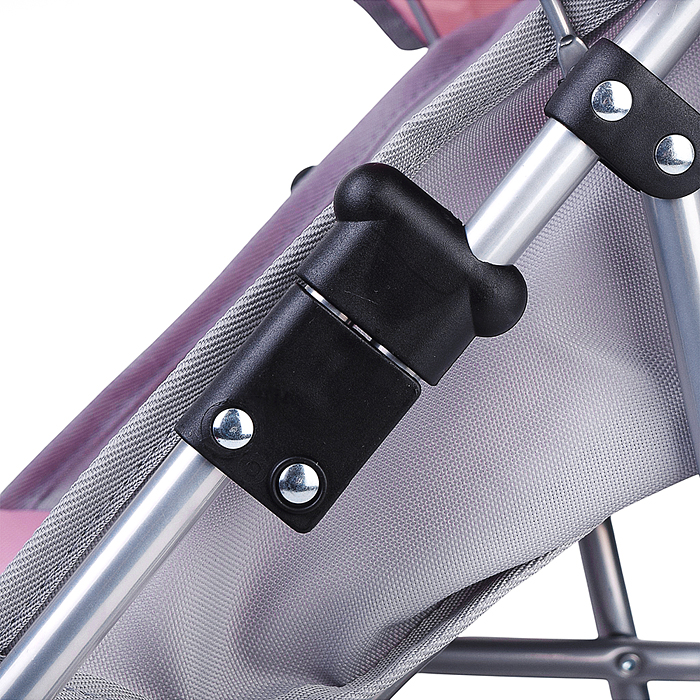 Коляская кукольная 9617 металлическая, с корзиной, столиком и козырьком