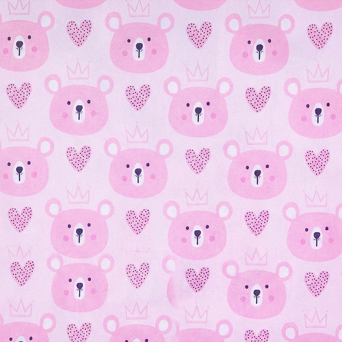 Коляская кукольная 9302D трость, металлическая , принт мишки