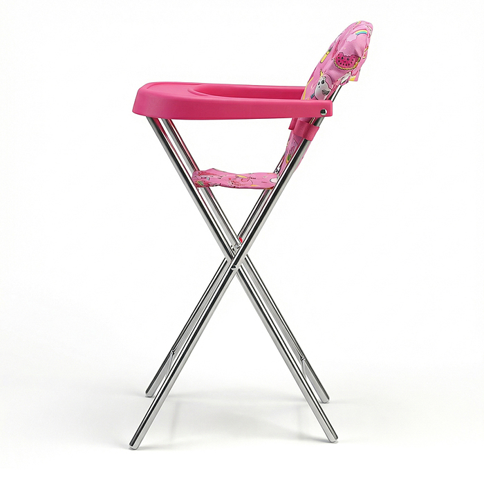 Стульчик для кормления кукольный 9331 металлический, принт розовый мир