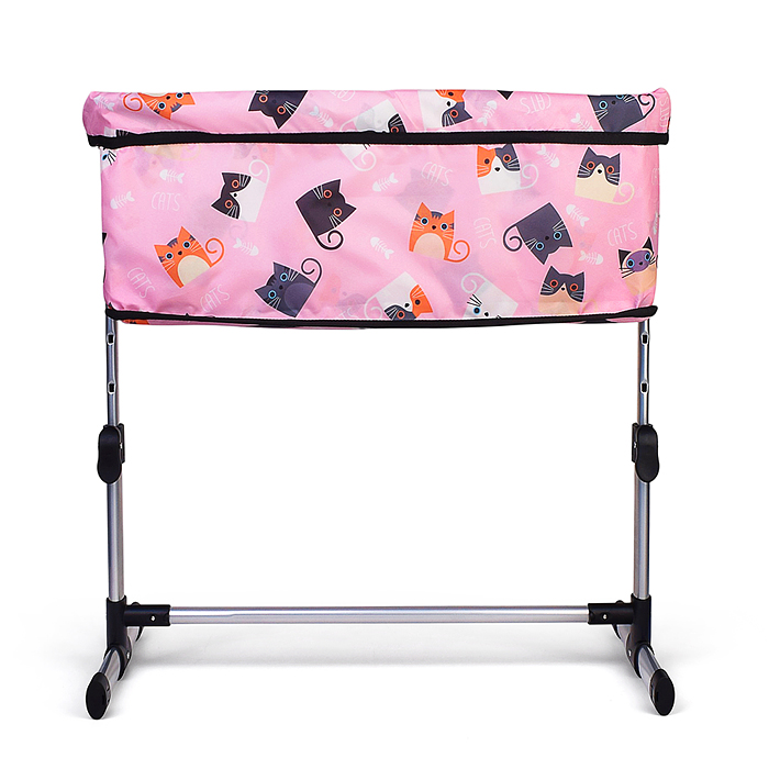 Кроватка кукольная 9339A металлическая, принт коты