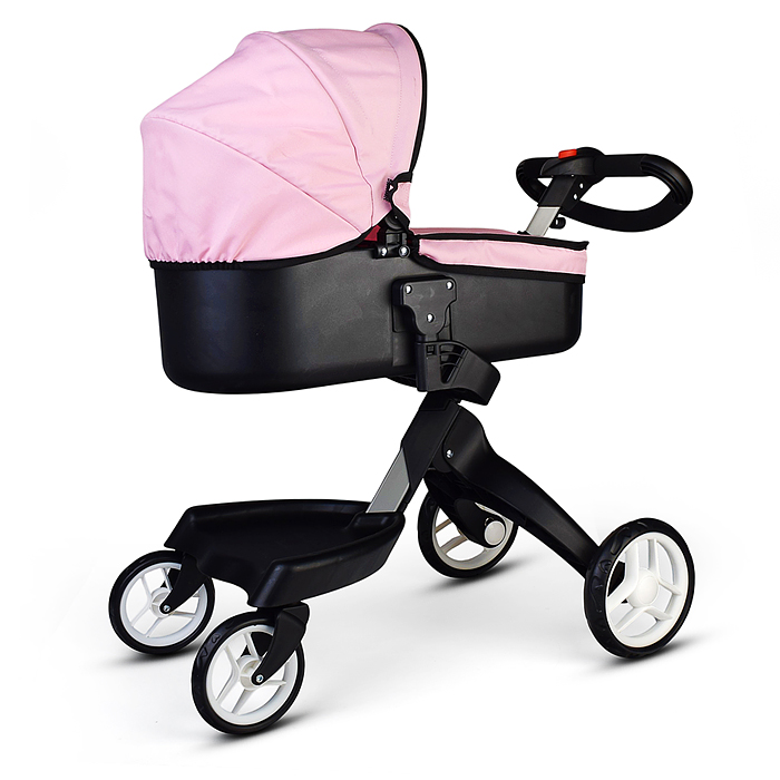 Коляска-люлька 9631A для кукол, металлическая, с сумкой, цвет ярко-розовый