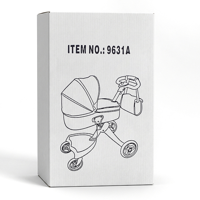 Коляска-люлька 9631A для кукол, металлическая, с сумкой, цвет ярко-розовый