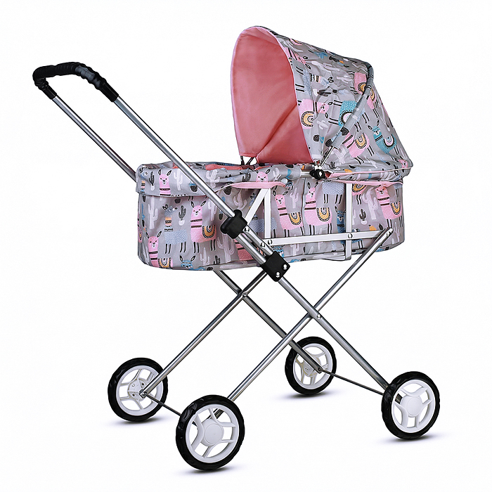Коляская кукольная 9308 прогулочная, металлическая, складная
