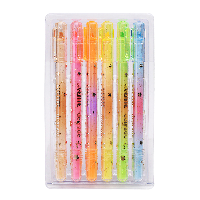 Набор маркеров-выделителей "Degrade" (06 цв. - оранж, желт, зел, гол, роз, капуч.) 