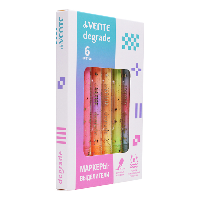 Набор маркеров-выделителей "Degrade" (06 цв. - оранж, желт, зел, гол, роз, капуч.) 