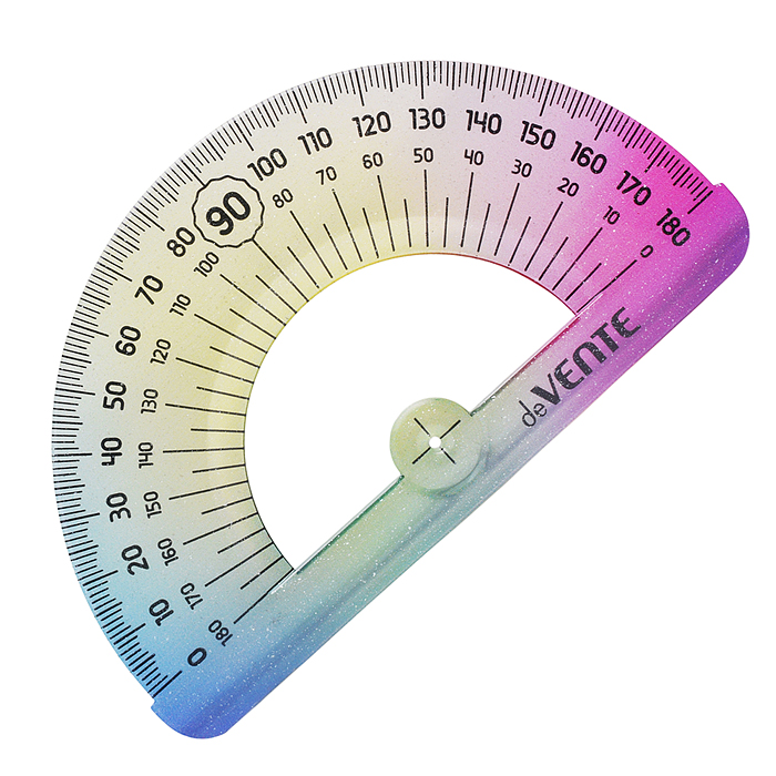 Транспортир "Shiny Rainbow Flex. School" гибкий 180°, полупрозрачный радужный, в блистерной упаковке