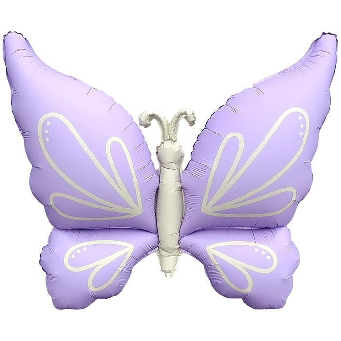 Шар (37''/94 см) Фигура, Нежная бабочка, Сиреневый, Сатин, 1 шт. в уп.