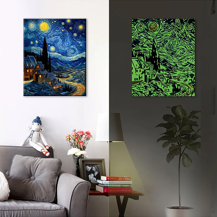 Картина по номерам 40х50 "Звездная ночь" светящаяся краска 24 цвета