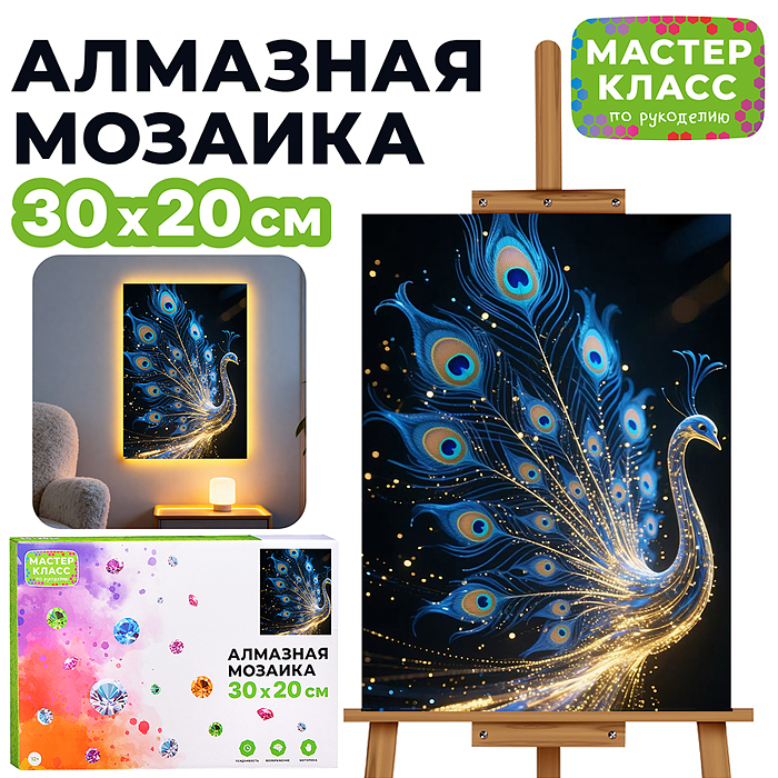 Мозаика алмазная MKA3020-190 "Жар птица" (светится в темноте) 30*20 см.