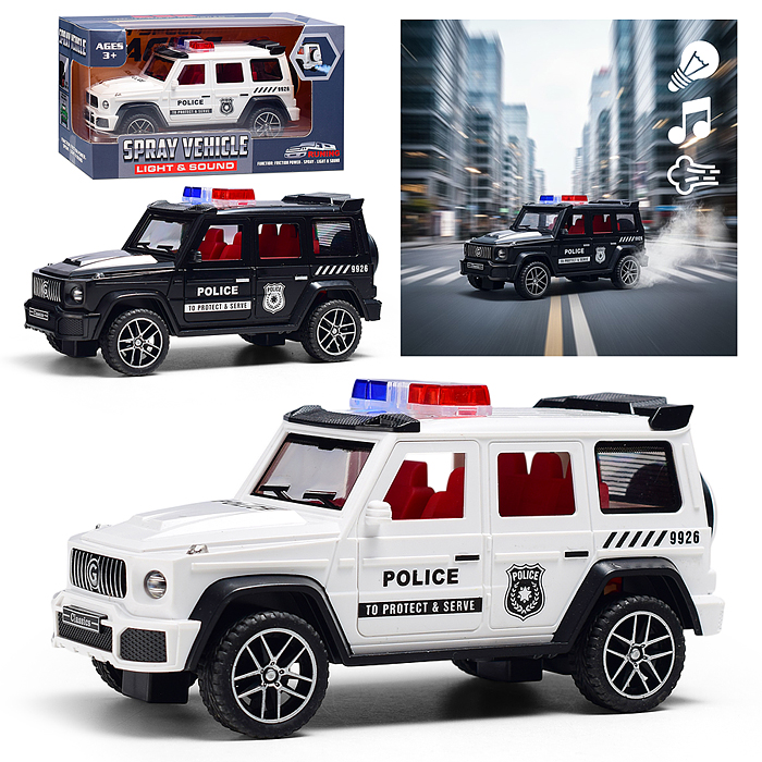 Машина YM-9926B "Полицейская машина" (свет, звук, спрей) в коробке