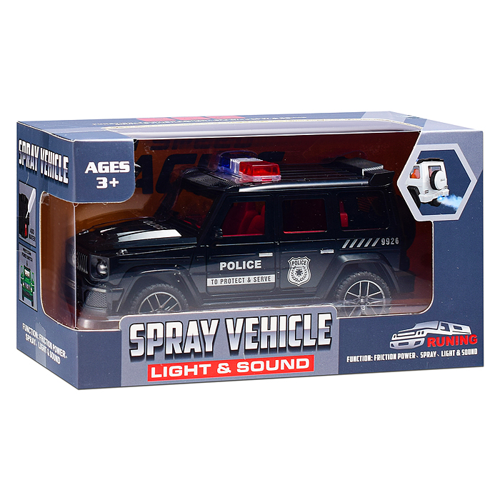 Машина YM-9926B "Полицейская машина" (свет, звук, спрей) в коробке