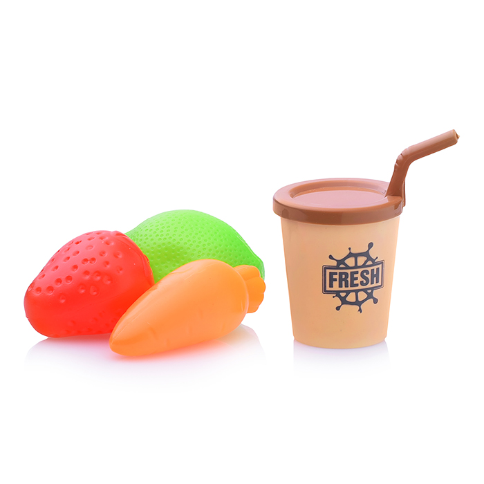 Бытовая техника A1007-3 "Соковыжималка" с набором продуктов, бежевый, (свет, звук) в коробке