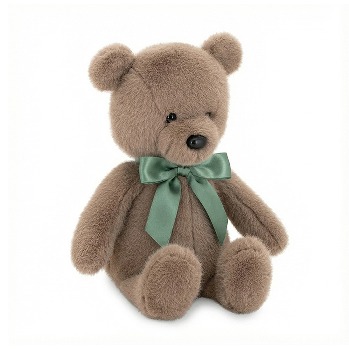 Медвежонок Тёпа мокко с зеленым бантом 25 