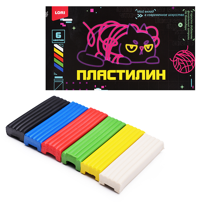 Пластилин 6 цв. 15 гр. "Киберкотики" пенал