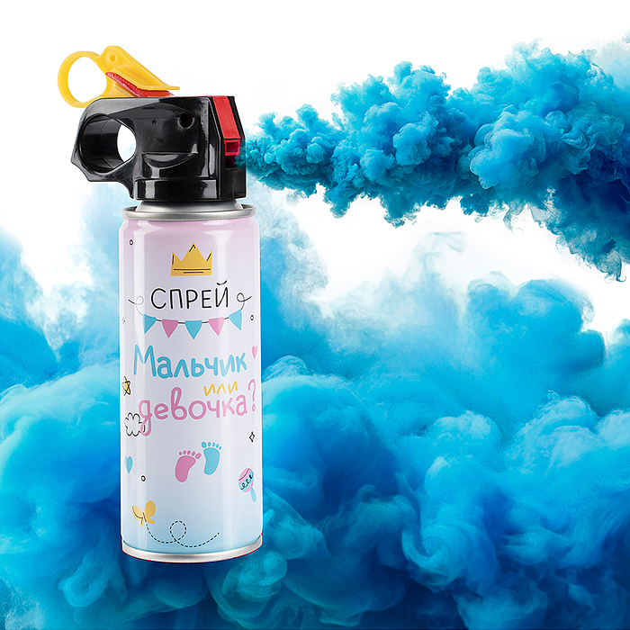 Спрей краска Холи для Гендер Пати, 6-7 сек, в коробке, Голубой, 100 г.