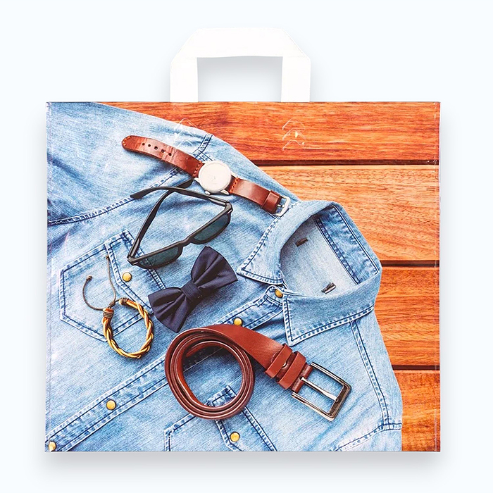 Пакет ПЭ с петлевой ручкой 40х36+4см (110) (Мужской акцент)