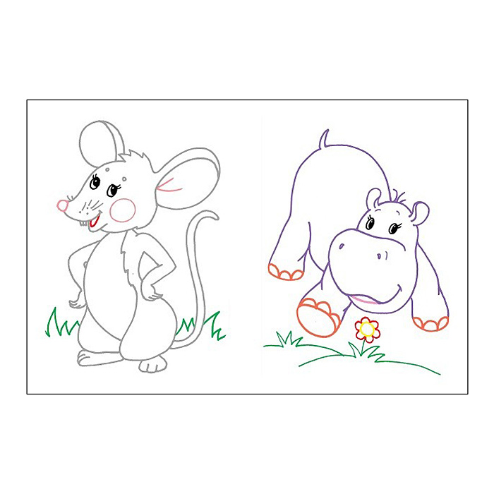 Звери со всего света (раскраски с цветным контуром)