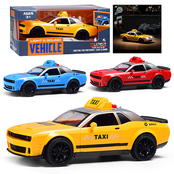 Машина YM-9912B "Гоночное такси" (свет, звук) в коробке