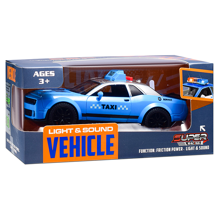 Машина YM-9912B "Гоночное такси" (свет, звук) в коробке