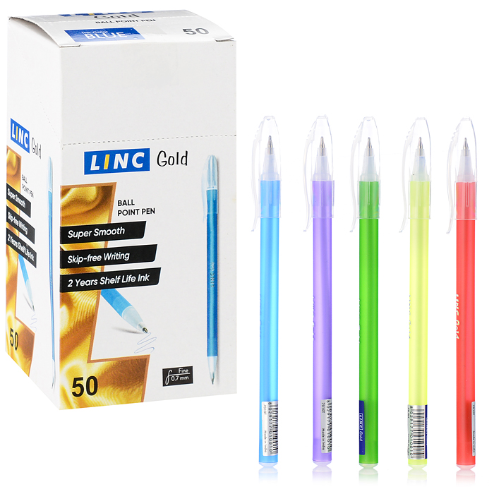 Ручка шариковая Gold 0,7 мм синий цв. корпуса ассорти