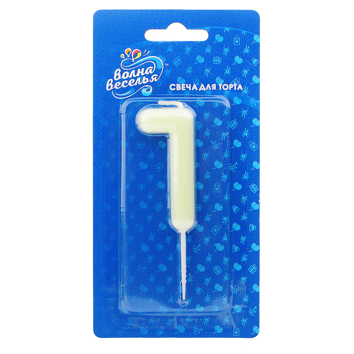 Свеча Цифра, 1 Люминесцентная, Флуор, 3,5*8,5 см, 1 шт. с держателем