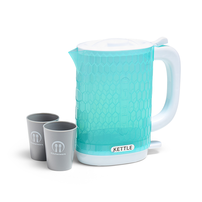 Бытовая техника HJ633 "Электрический чайник с кружками" в коробке ( цвет голубой)