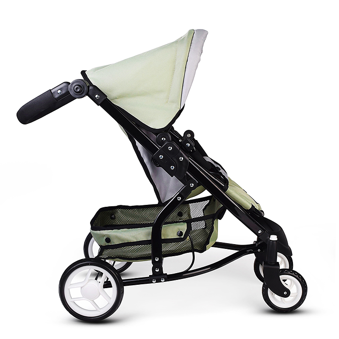 Коляская кукольная 9666 металлическая, с корзиной, цвет серо-зеленый