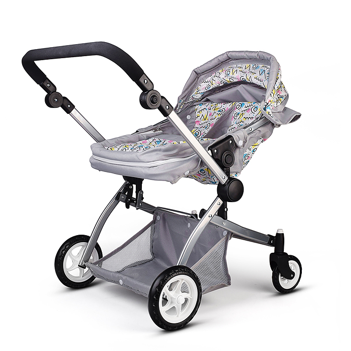 Коляская кукольная 9651A металлическая, цвет розовый