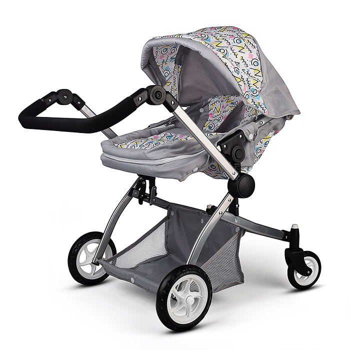 Коляская кукольная 9651A металлическая, цвет розовый