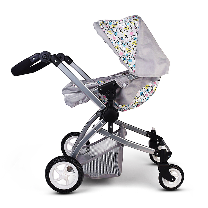 Коляская кукольная 9651A металлическая, цвет розовый