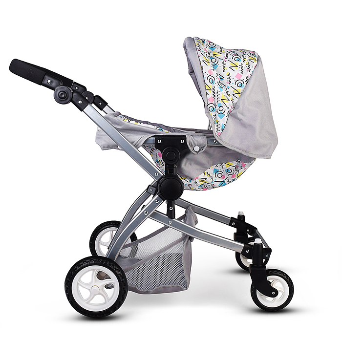 Коляская кукольная 9651A металлическая, цвет розовый