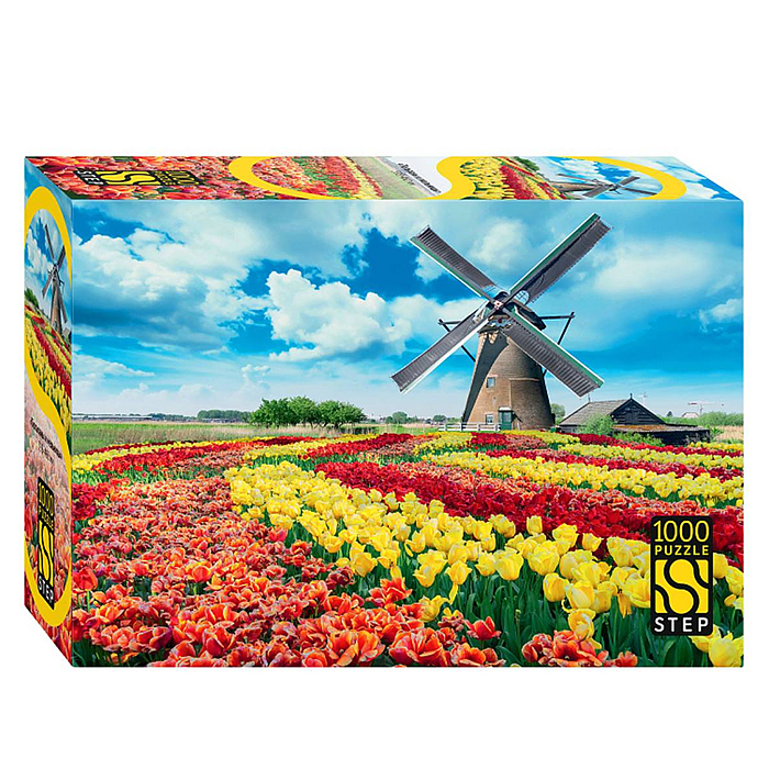 Пазлы 1000 "Мельница в тюльпанах"