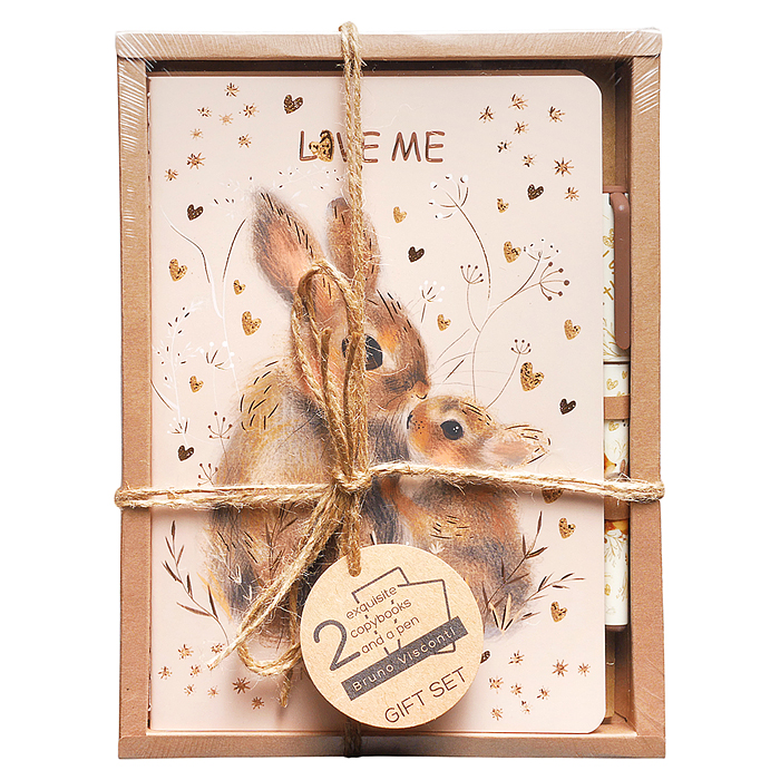 Набор подарочный "Love me. Зайки" (две тетради BV и ручка)