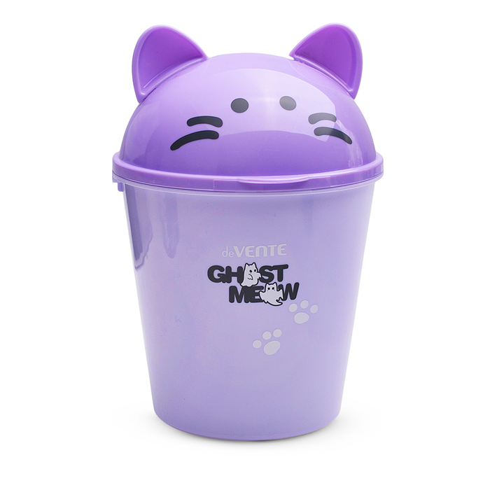 Контейнер для мусора, хранения "Ghost Meow" настольный пластиковый 17x11,5x8 см, сиреневый