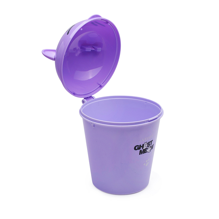 Контейнер для мусора, хранения "Ghost Meow" настольный пластиковый 17x11,5x8 см, сиреневый