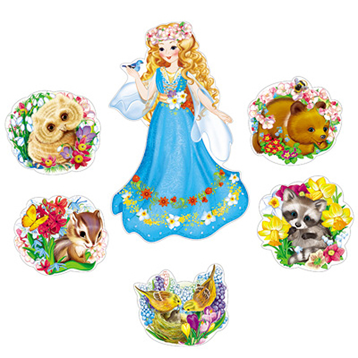 Комплект для оформления интерьера. Встречаем весну (фигура Весны А2 + 5 фигур зверей А4), 