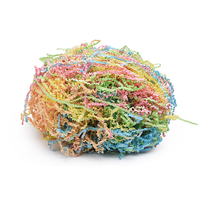 Наполнитель гофрированный бумажный для подарков 100 г, разноцветная пастельная бумага, в п