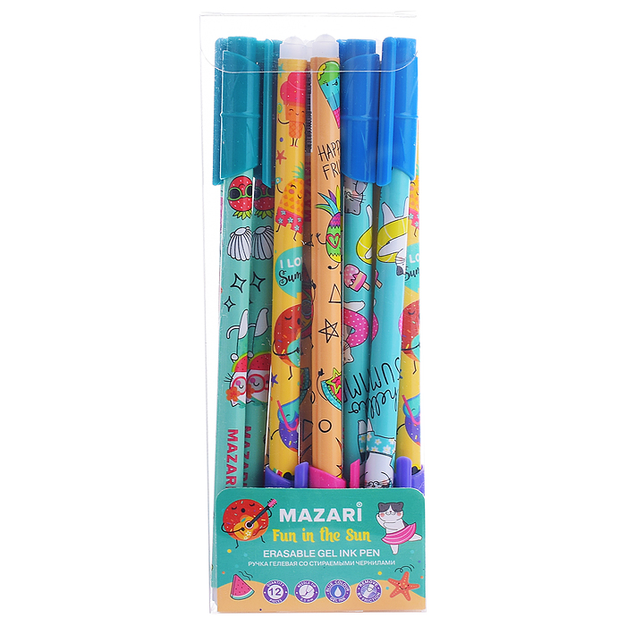Ручка гелевая со стираемыми чернилами FUN IN THE SUN, синяя, игольчатый пиш. узел 0.5мм, термочувств