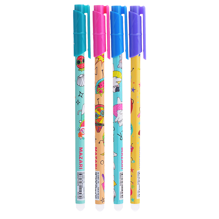 Ручка гелевая со стираемыми чернилами FUN IN THE SUN, синяя, игольчатый пиш. узел 0.5мм, термочувств