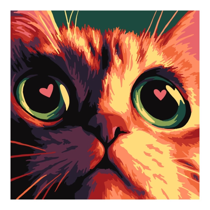 Картина по номерам для малышей на картоне 20х20 "Кото-любовь"