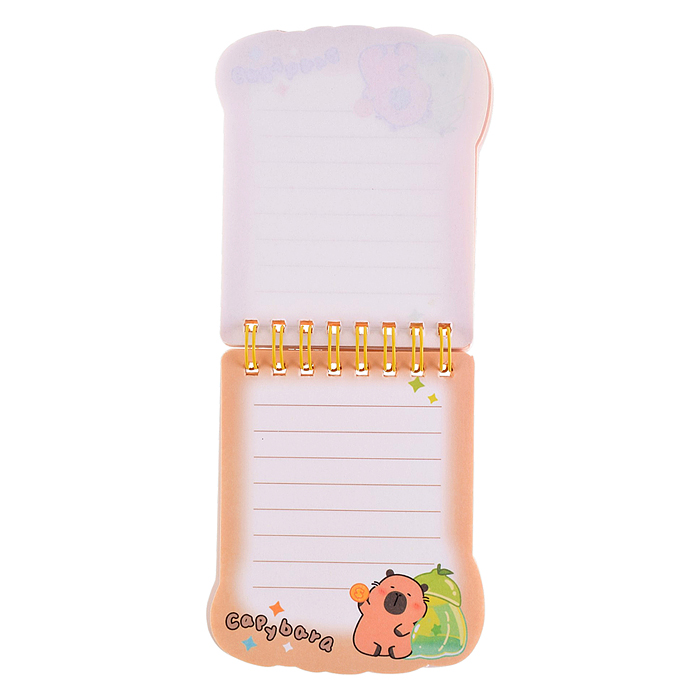 Блокнот на евроспирали "Капибара" 8.5х10 см, 60 листов, линованный внутренний блок