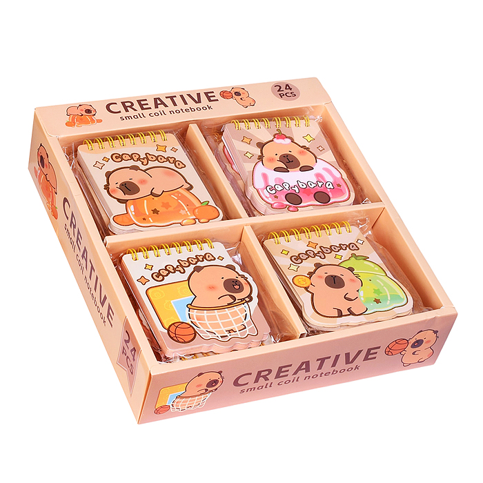 Блокнот на евроспирали "Капибара" 8.5х10 см, 60 листов, линованный внутренний блок