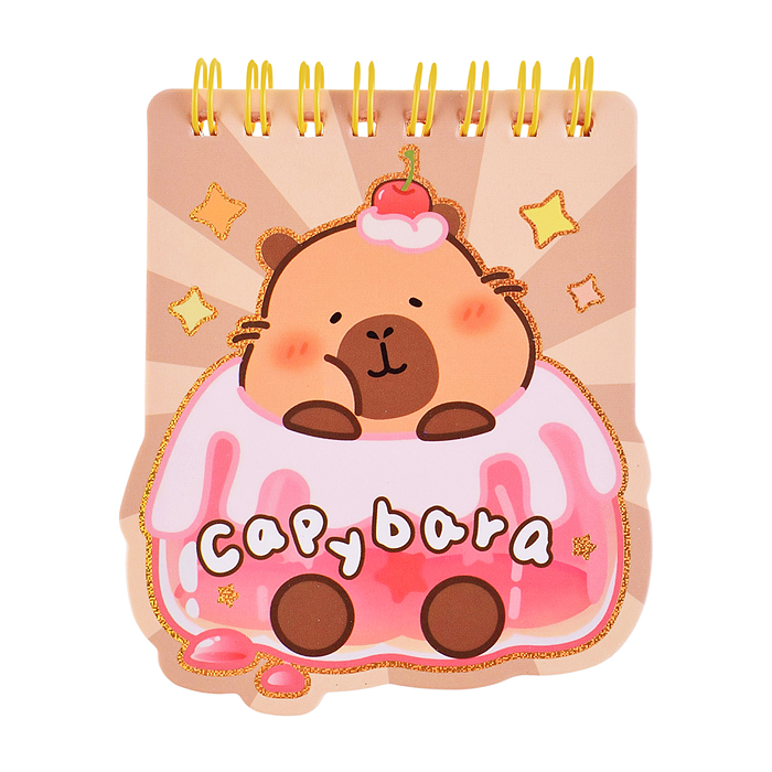 Блокнот на евроспирали "Капибара" 8.5х10 см, 60 листов, линованный внутренний блок