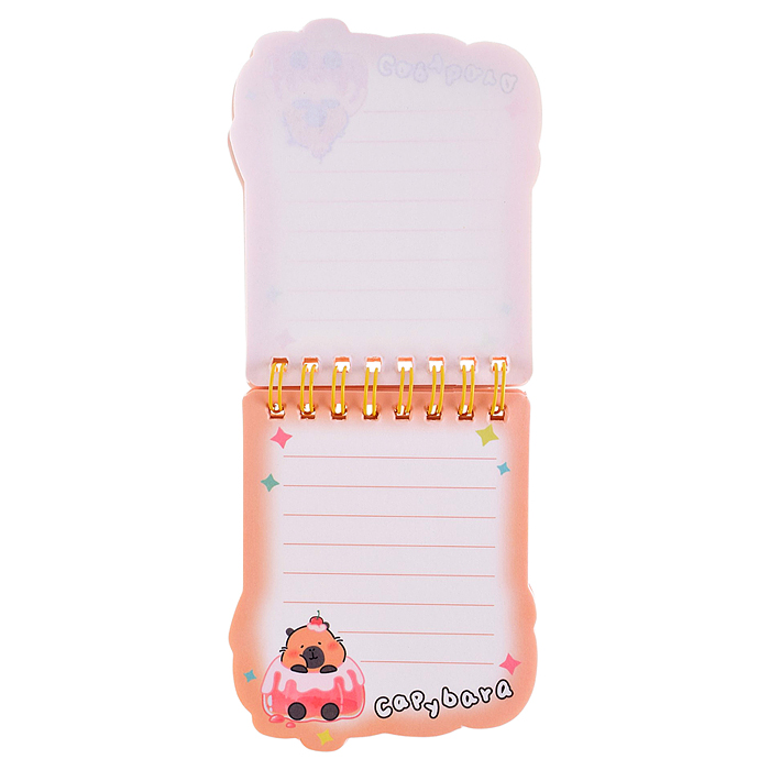 Блокнот на евроспирали "Капибара" 8.5х10 см, 60 листов, линованный внутренний блок