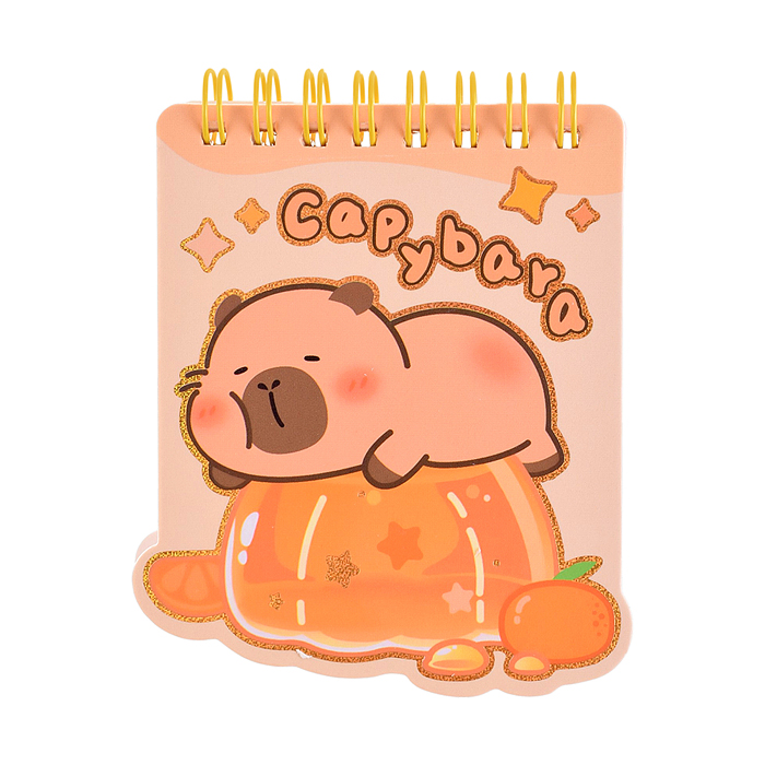 Блокнот на евроспирали "Капибара" 8.5х10 см, 60 листов, линованный внутренний блок